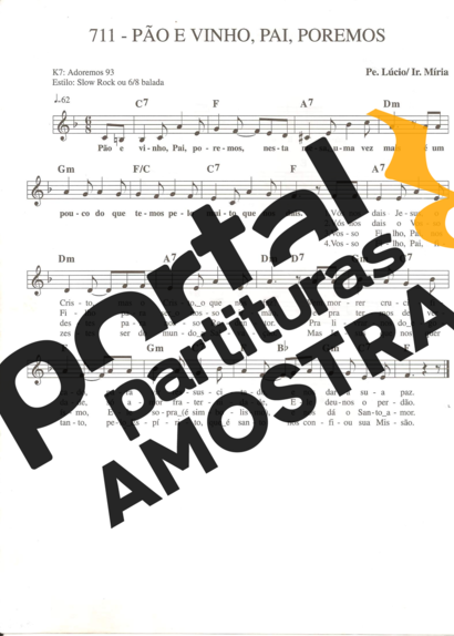 Catholic Church Music (Músicas Católicas) Pão e Vinho Pai Poremos partitura para Teclado