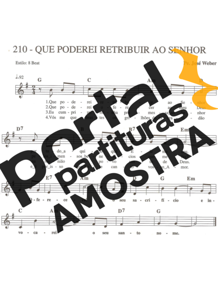 Catholic Church Music (Músicas Católicas) Que Poderei Retribuir Ao Senhor partitura para Teclado