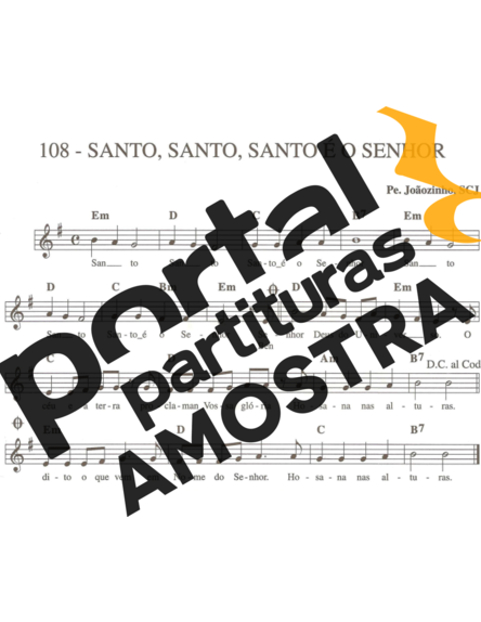 Catholic Church Music (Músicas Católicas) Santo Santo Santo é o Senhor partitura para Teclado