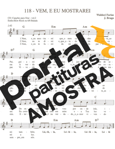 Catholic Church Music (Músicas Católicas) Vem e eu mostrarei partitura para Teclado