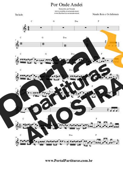 Nando Reis Por Onde Andei partitura para Teclado