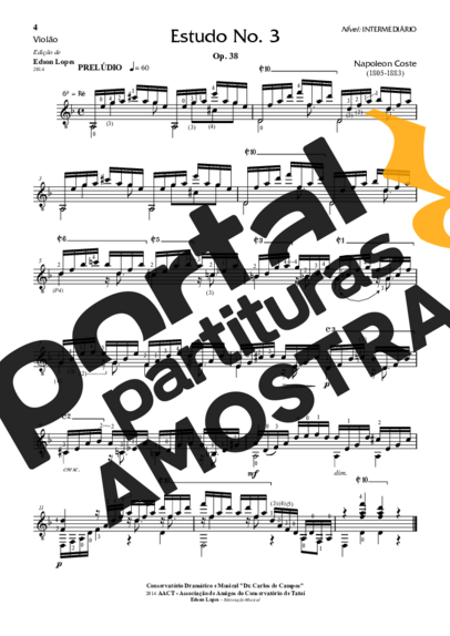 Napoléon Coste  partitura para Violão