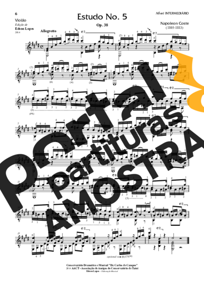 Napoléon Coste  partitura para Violão