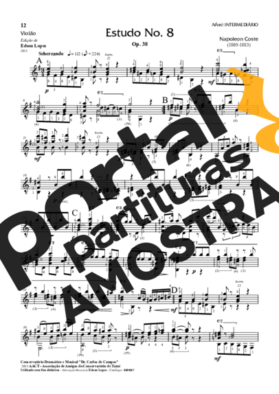 Napoléon Coste  partitura para Violão
