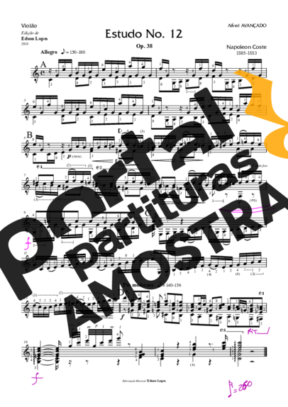 Napoléon Coste  partitura para Violão
