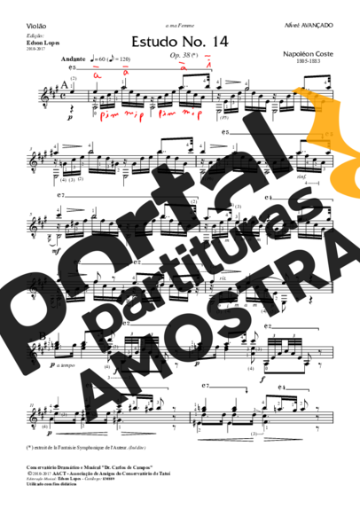 Napoléon Coste  partitura para Violão