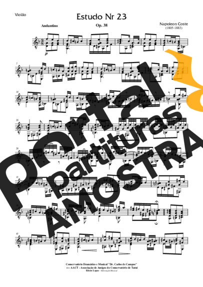 Napoléon Coste  partitura para Violão