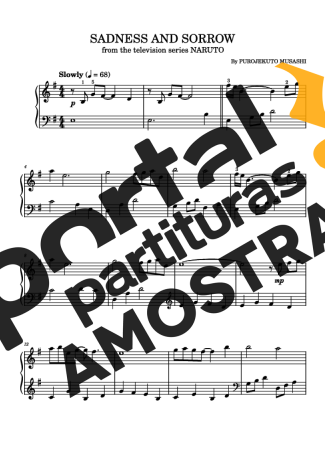 Naruto Sadness And Sorrow partitura para Piano