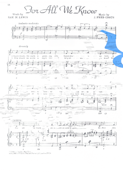 Nat King Cole For All We Know partitura para Piano