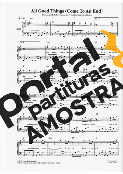 Nelly Furtado All Good Things partitura para Piano