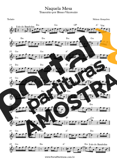 Nelson Gonçalves Naquela Mesa partitura para Teclado