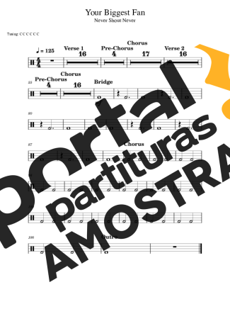 Never Shout Never Your Biggest Fan partitura para Bateria