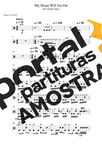 New Found Glory My Heart Will Go On partitura para Bateria