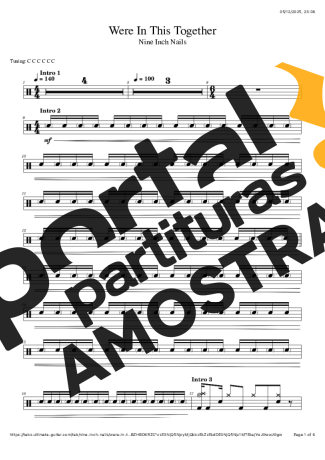 Nine Inch Nails We´re In This Together partitura para Bateria