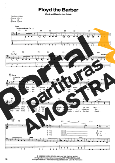 Nirvana  partitura para Contra Baixo