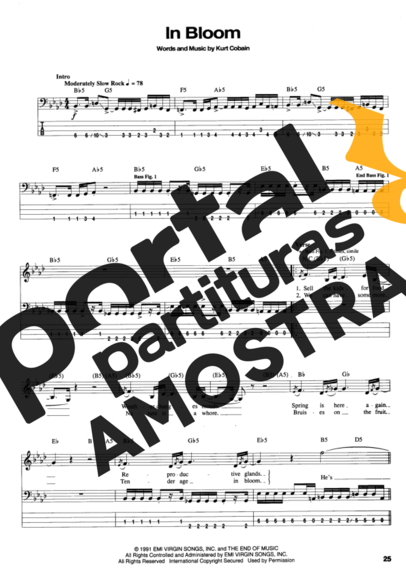 Nirvana In Bloom partitura para Contra Baixo