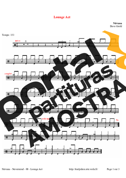 Nirvana Lounge Act partitura para Bateria
