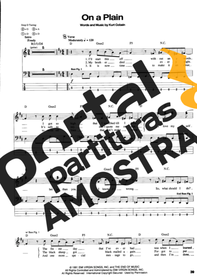 Nirvana  partitura para Contra Baixo