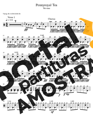 Nirvana  partitura para Bateria
