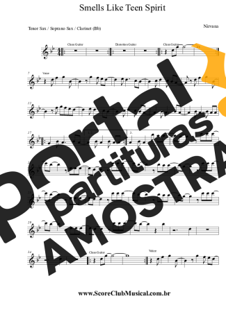 Nirvana Smells Like Teen Spirit partitura para Clarinete (Bb)