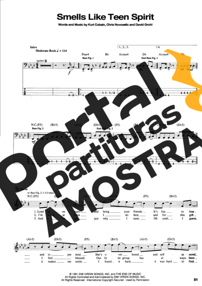 Nirvana  partitura para Contra Baixo