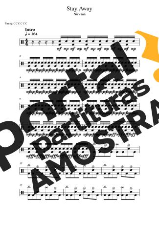 Nirvana Stay Away partitura para Bateria