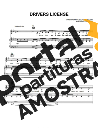 Olivia Rodrigo Drivers License partitura para Piano