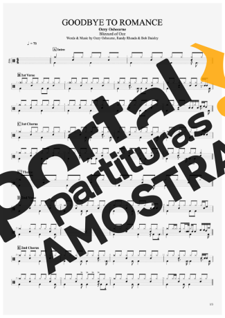 Ozzy Osbourne Goodbye To Romance partitura para Bateria