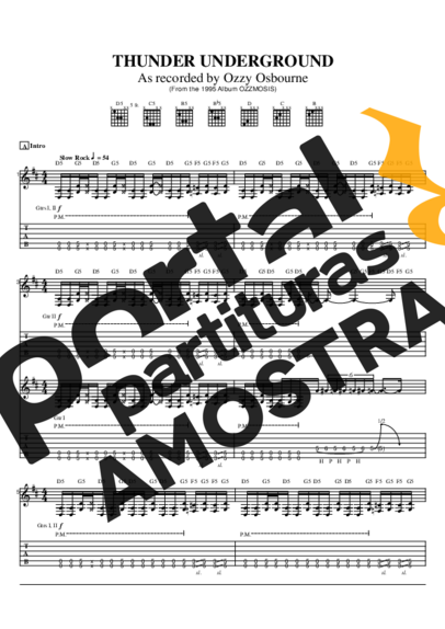 Ozzy Osbourne Thunder Underground partitura para Guitarra