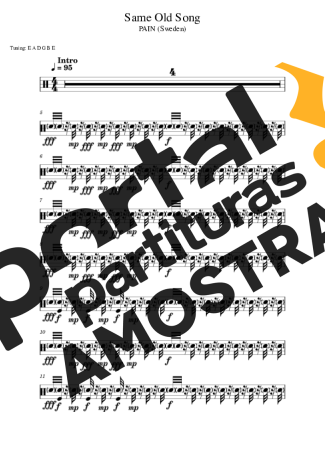 PAIN (Sweden) Same Old Song partitura para Bateria