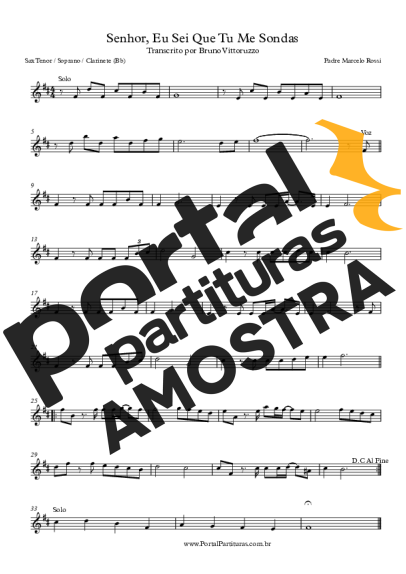 Padre Marcelo Rossi  partitura para Saxofone Tenor Soprano (Bb)