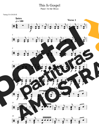 Panic! At The Disco This Is Gospel partitura para Bateria