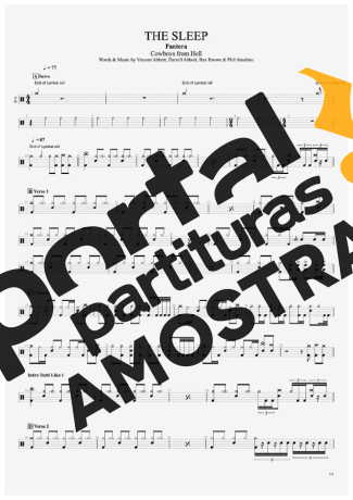 Pantera The Sleep partitura para Bateria