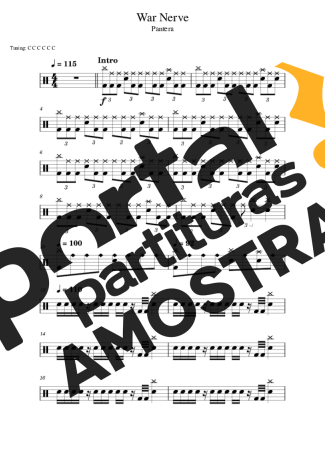Pantera War Nerve partitura para Bateria