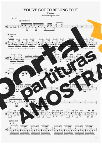 Pantera You´ve Got To Belong To It partitura para Bateria