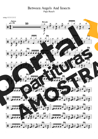 Papa Roach Between Angels And Insects partitura para Bateria