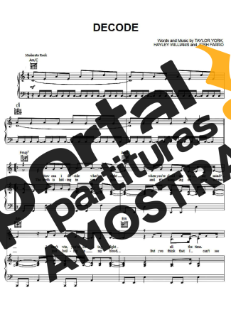 Paramore Decode partitura para Piano