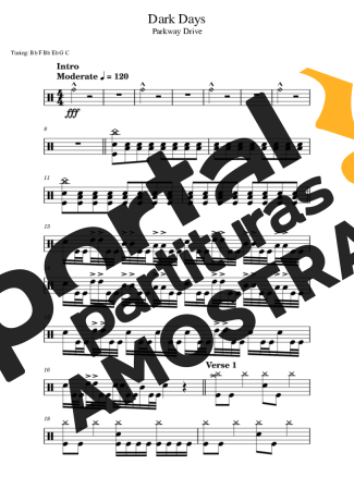 Parkway Drive  partitura para Bateria