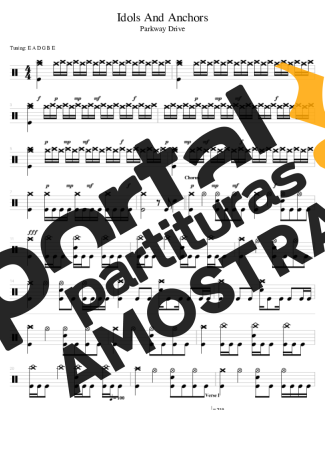 Parkway Drive Idols And Anchors partitura para Bateria