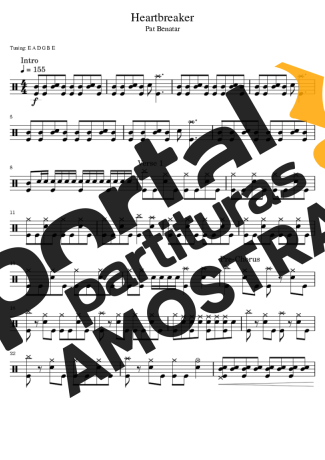 Pat Benatar Heartbreaker partitura para Bateria