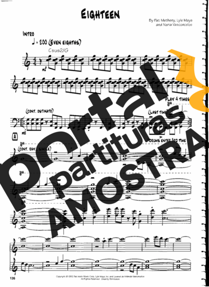 Pat Metheny Eighteen partitura para Guitarra