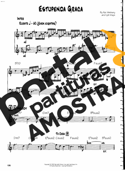 Pat Metheny Estupenda Graca partitura para Guitarra
