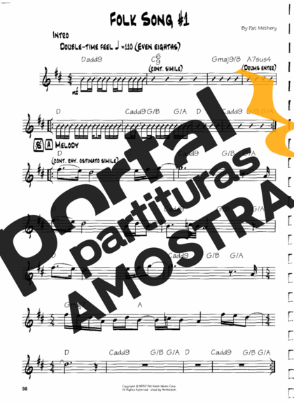 Pat Metheny Folk Song #1 partitura para Guitarra