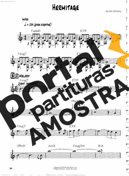 Pat Metheny Hermitage partitura para Guitarra