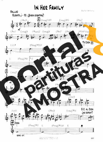 Pat Metheny In Her Family partitura para Guitarra