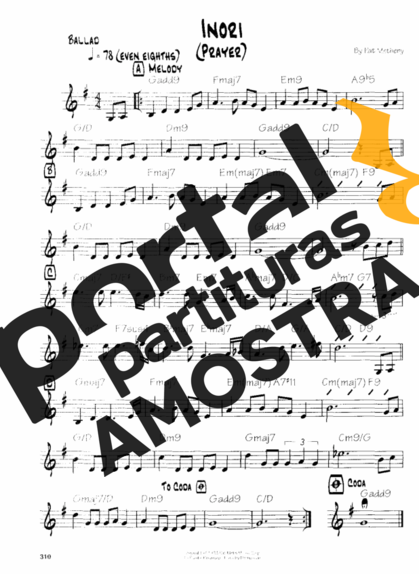Pat Metheny Inori (Prayer) partitura para Guitarra