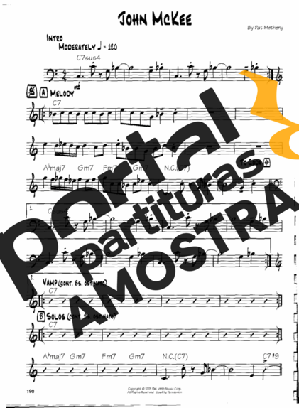 Pat Metheny John McKee partitura para Guitarra