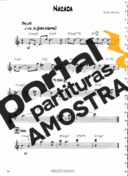 Pat Metheny  partitura para Guitarra