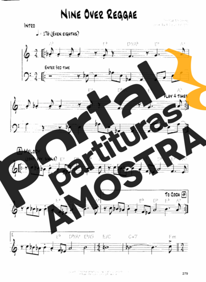 Pat Metheny Nine Over Reggae partitura para Guitarra
