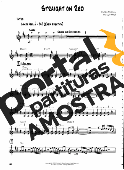 Pat Metheny Straight On Red partitura para Guitarra